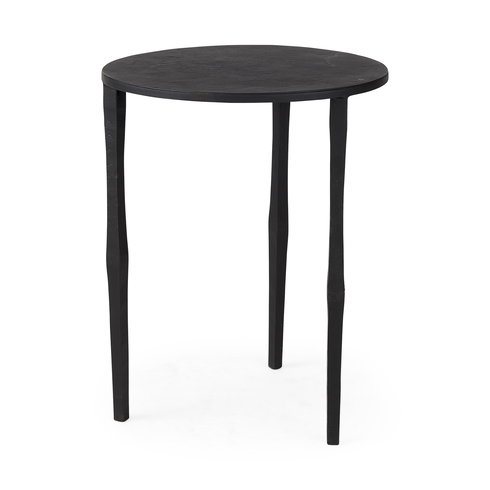 Timothy 16.0L x 16.0W X 20.0H Ebony Black Iron Side Table