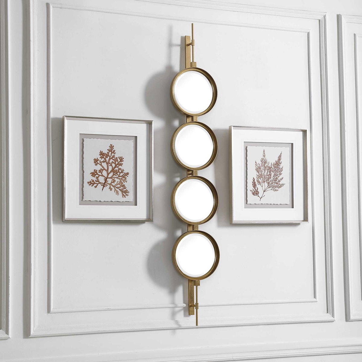 Button Gold Mirror, by Uttermost, 9.87" width x 4'11.87" height x 3.12" depth View 4
