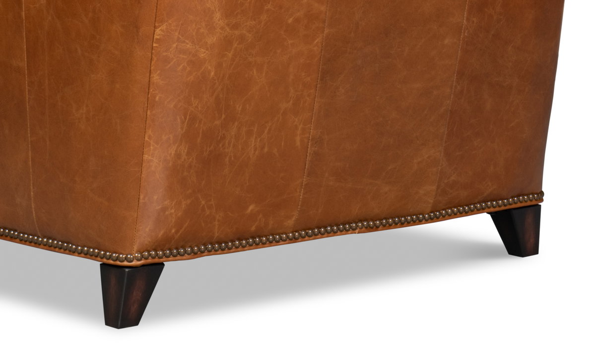 Vandike Arm Chair  Cuba Brown, by Sarreid, 3'2" length x 2'11" width x 3'2" height View 7