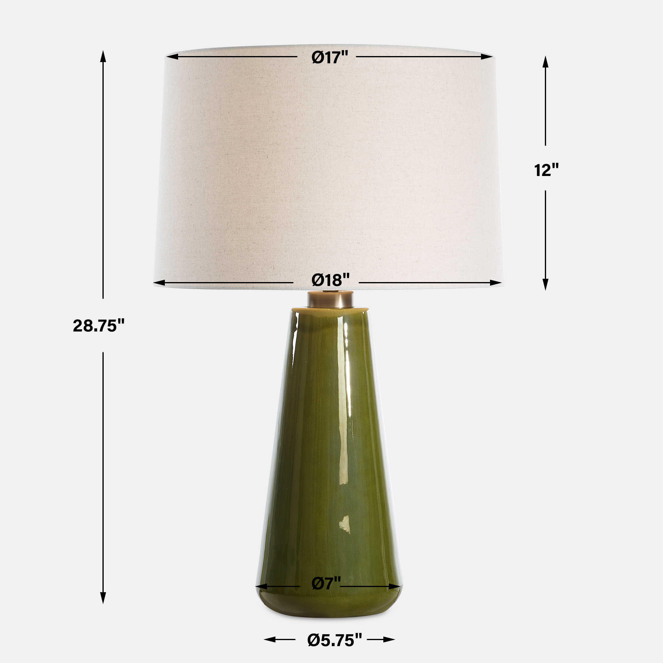 Kelley Moss Green Table Lamp, by Uttermost, 18" width x 28.75" height x 18" depth View 3