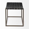 Clarissa 22.0L x 16.0W x 16.75H Black Leather Woven Seat with Gold Metal Frame Stool, Benche by Mercana, 22" length x 16" width x 16.5" height thumbnail 5