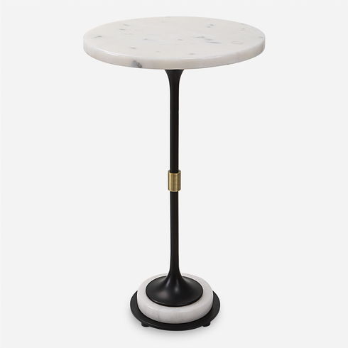 Sentry White Marble Accent Table