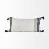 Kimia 14x26 White and Black Fabric Herringbone and Fringed Decorative Pillow Cover, by Mercana, 14" length x 26" width x 0.2" height thumbnail 8