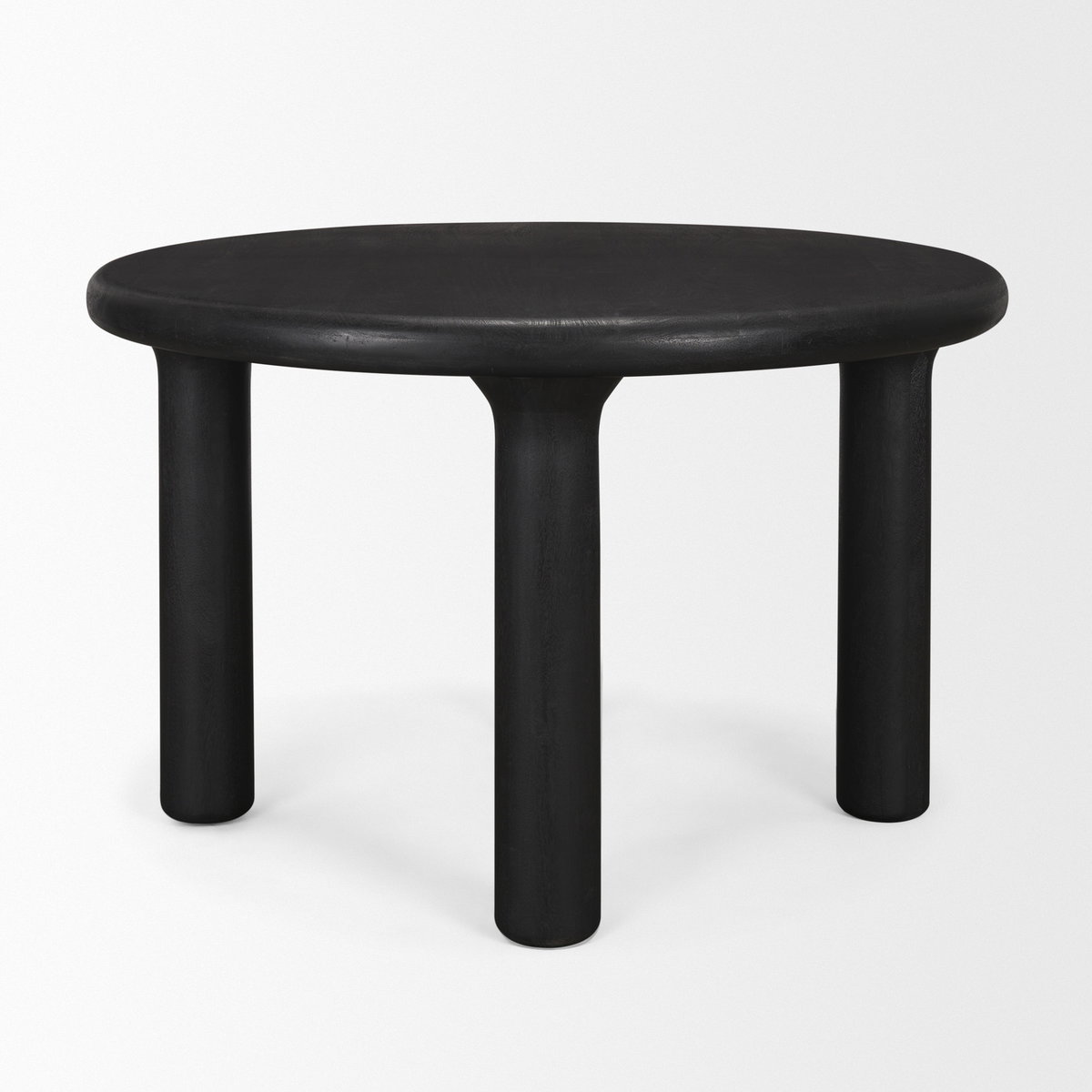 Soma Textured Black Mango Wood Round Dining Table, by Mercana, 48" length x 48" width x 30" height View 6