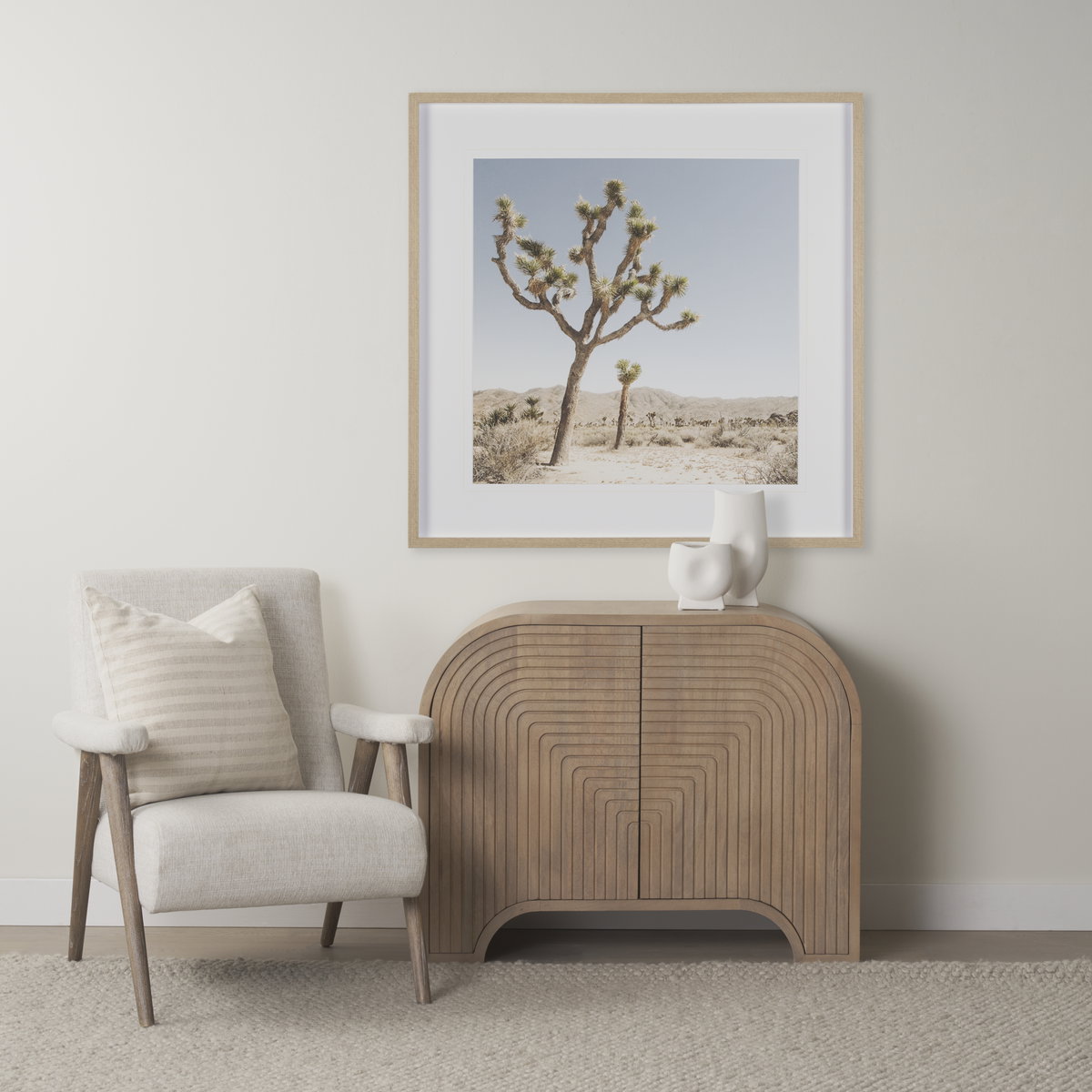 Sorina Reverse Fluted Light Brown Wood Accent Cabinet, Cabinets & Chest by Mercana, 40" length x 16" width x 32" height View 2