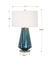 Pescara Teal-Gray Glass Lamp, Table Lamp by Uttermost, 17" width x 28.25" height x 17" depth thumbnail 3