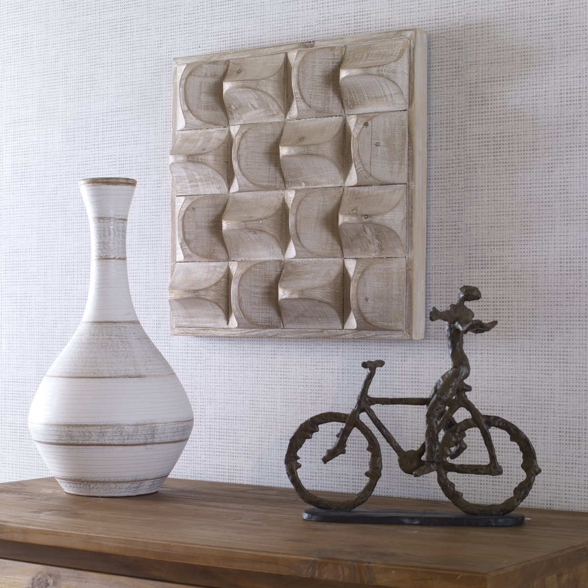 Pickford Wood Wall Decor Natural, Sculptural Wall Art by Uttermost, 20.12" width x 20.12" height x 4.5" depth View 2