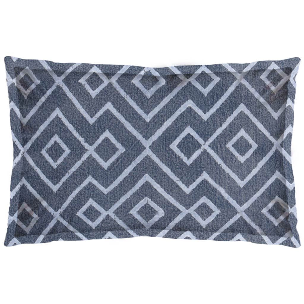 Boswell 13x21 Blue Diamond Patterned Pillow Cover, Decorative Pillow by Mercana, 13" length x 20.87" width x 0.2" height