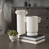 Dylan Tall Textured Off White with Handles Ceramic Vase, by Mercana, 8.5" length x 8.5" width x 16" height thumbnail 5