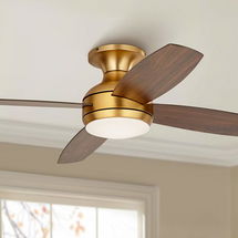 Online Designer Combined Living/Dining 52" Casa Elite Soft Brass LED Hugger Ceiling Fan with Remote