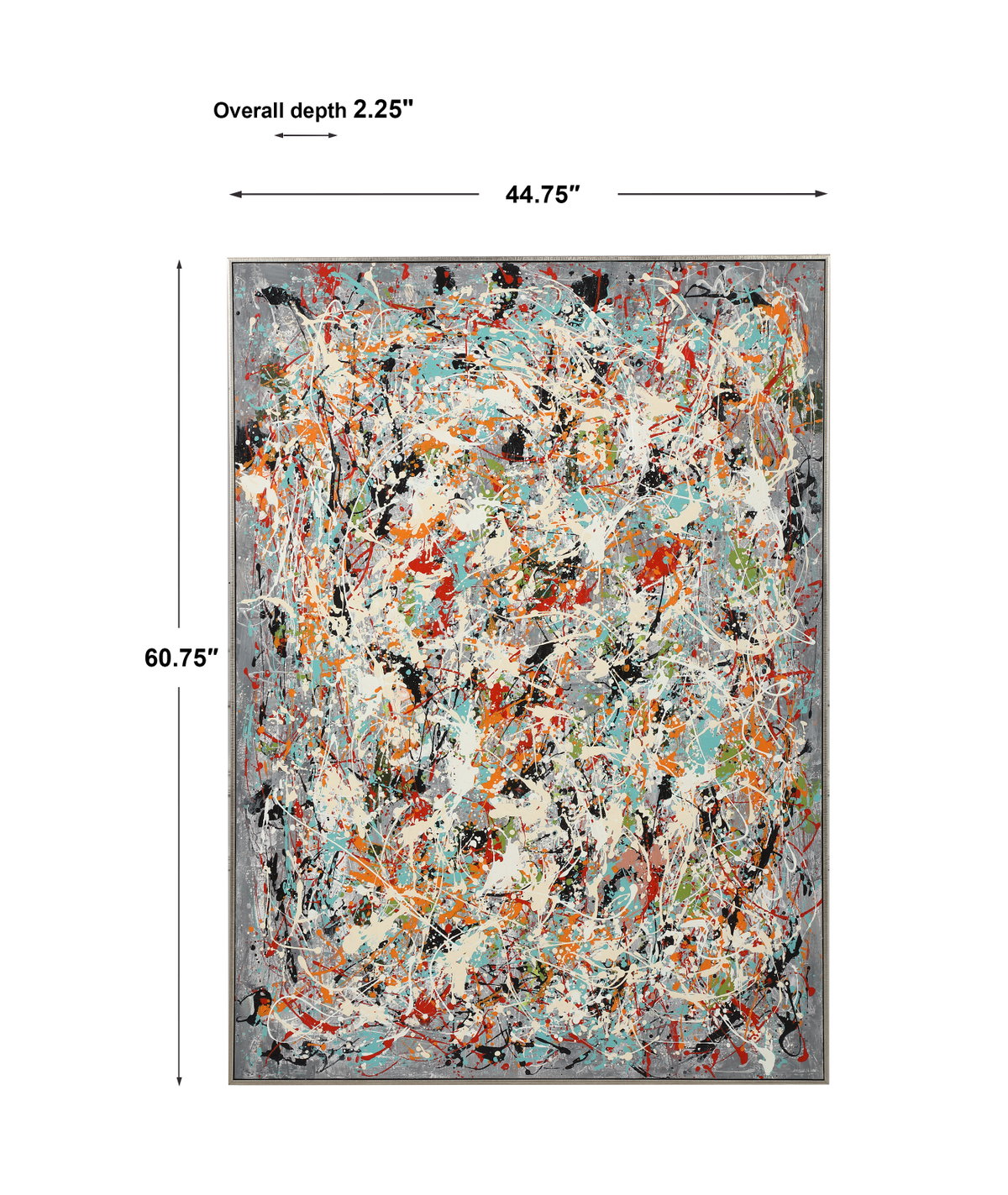 Organized Chaos Hand Painted Canvas, Art by Uttermost, 44.75" width x 60.75" height x 2.25" depth View 3