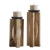 Ilva Wood Candleholders Set/2, Decorative by Uttermost, 6" width x 15" height x 6" depth thumbnail 1