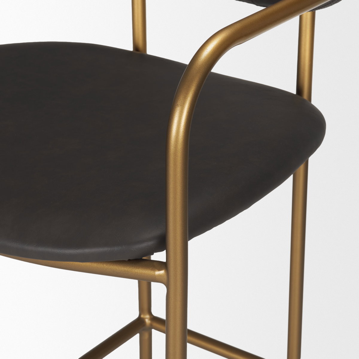 Parker Backless 40in Seat Bar Stool | Brown Faux Leather with Gold Metal, Counter & Bar Stool by Mercana, 19" length x 19.75" width x 40" height View 10