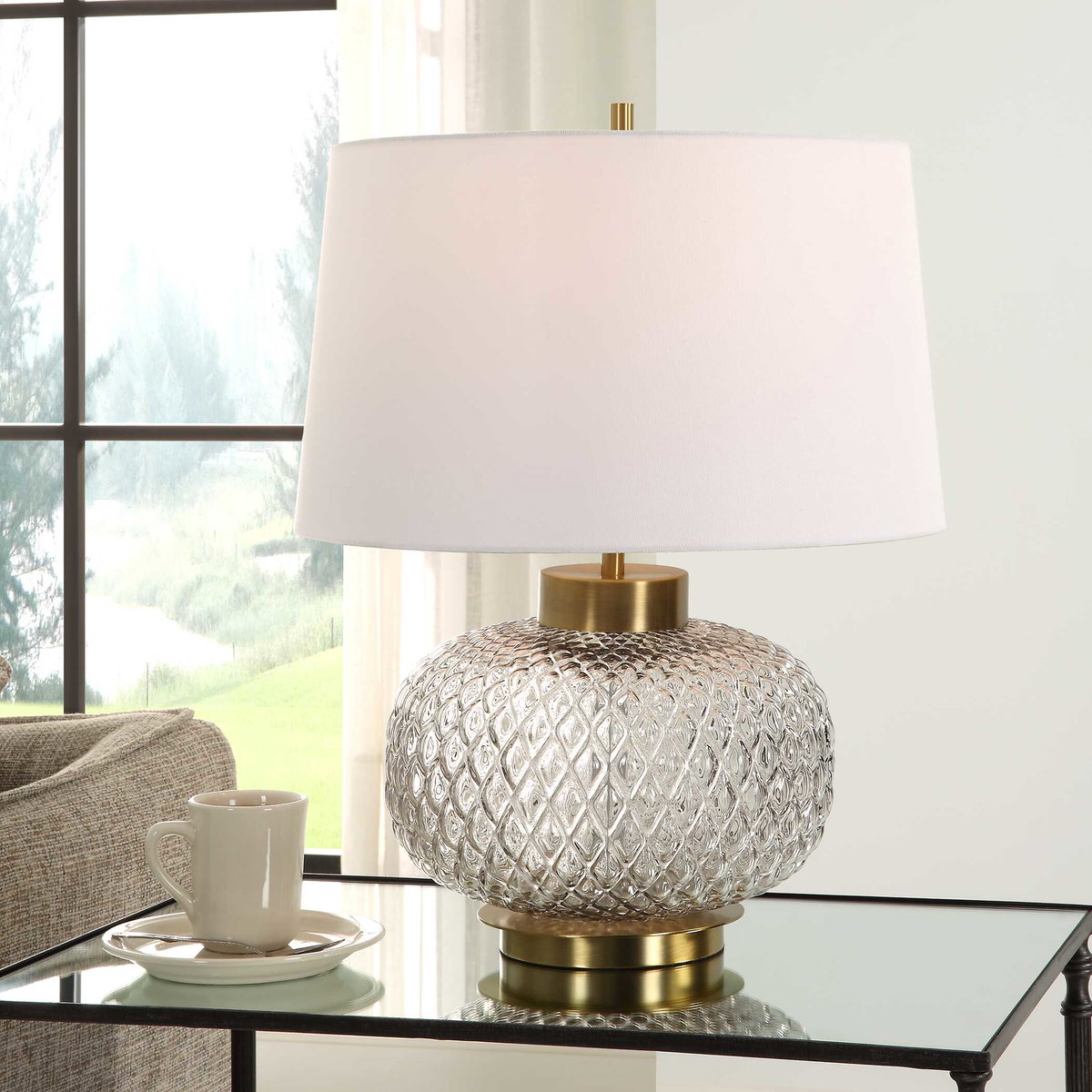 Estelle Glass Table Lamp, by Uttermost, 1'5" width x 1'10" height x 1'5" depth View 2