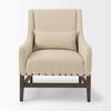 Kensington Cream Linen Fabric and Wood Accent Chair, by Mercana, 28.25" length x 29.5" width x 35.75" height thumbnail 4
