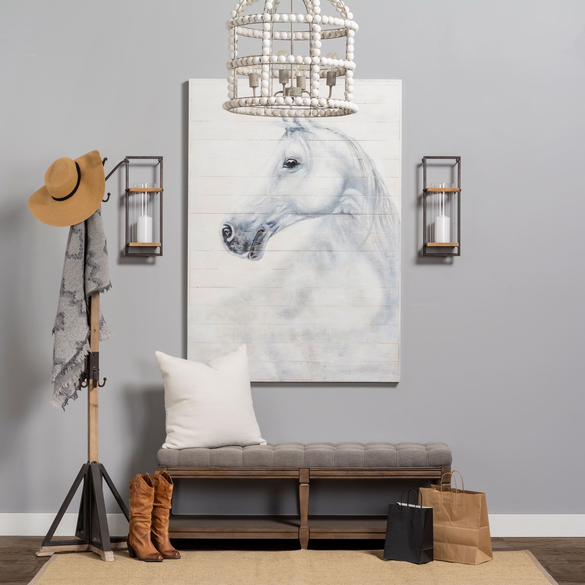 Lamda 22 x 75 Black Metal and Light Brown Wood Coat Rack, Stands, Racks & Hook by Mercana, 22" length x 22" width x 74.5" height View 2