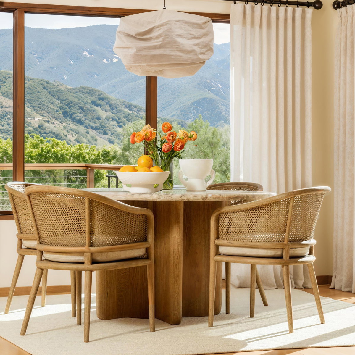 Layna Dining Table Beige, by Dovetail, 54" width x 30" height x 54" depth View 6