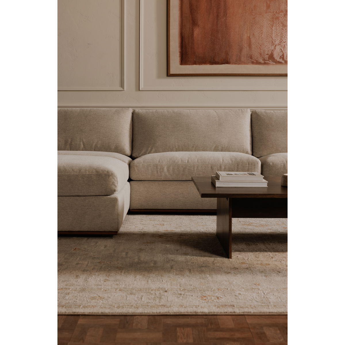 Rue Nook Modular Sectional Flecked Grey, Sectional Sofa by Moe's Home, 95.2" width x 23.6" height x 81.8" depth View 8