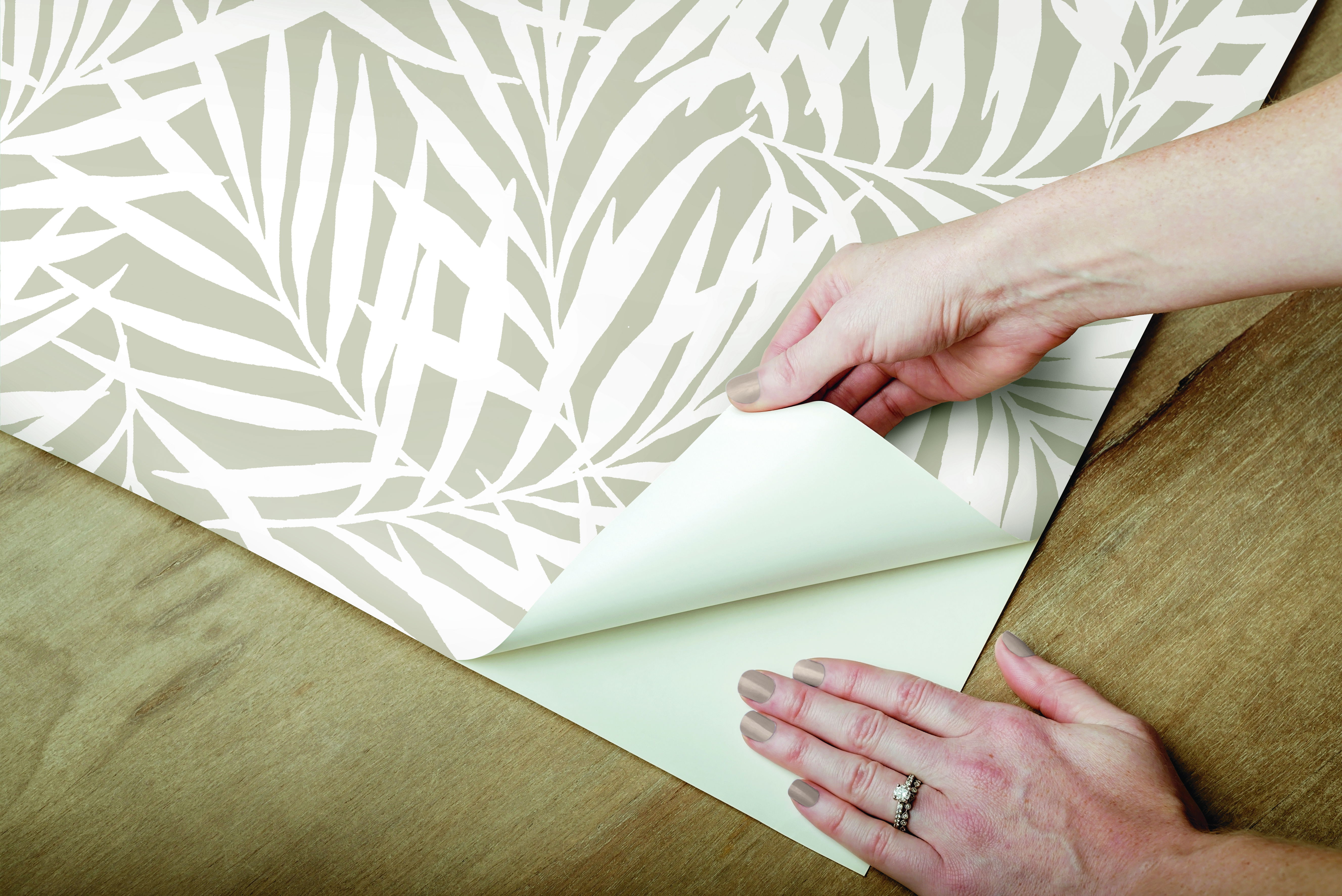 Oahu Fronds Off White Peel & Stick Wallpaper, by York Wall, 20' length x 2'3" width x 0.02" depth View 5