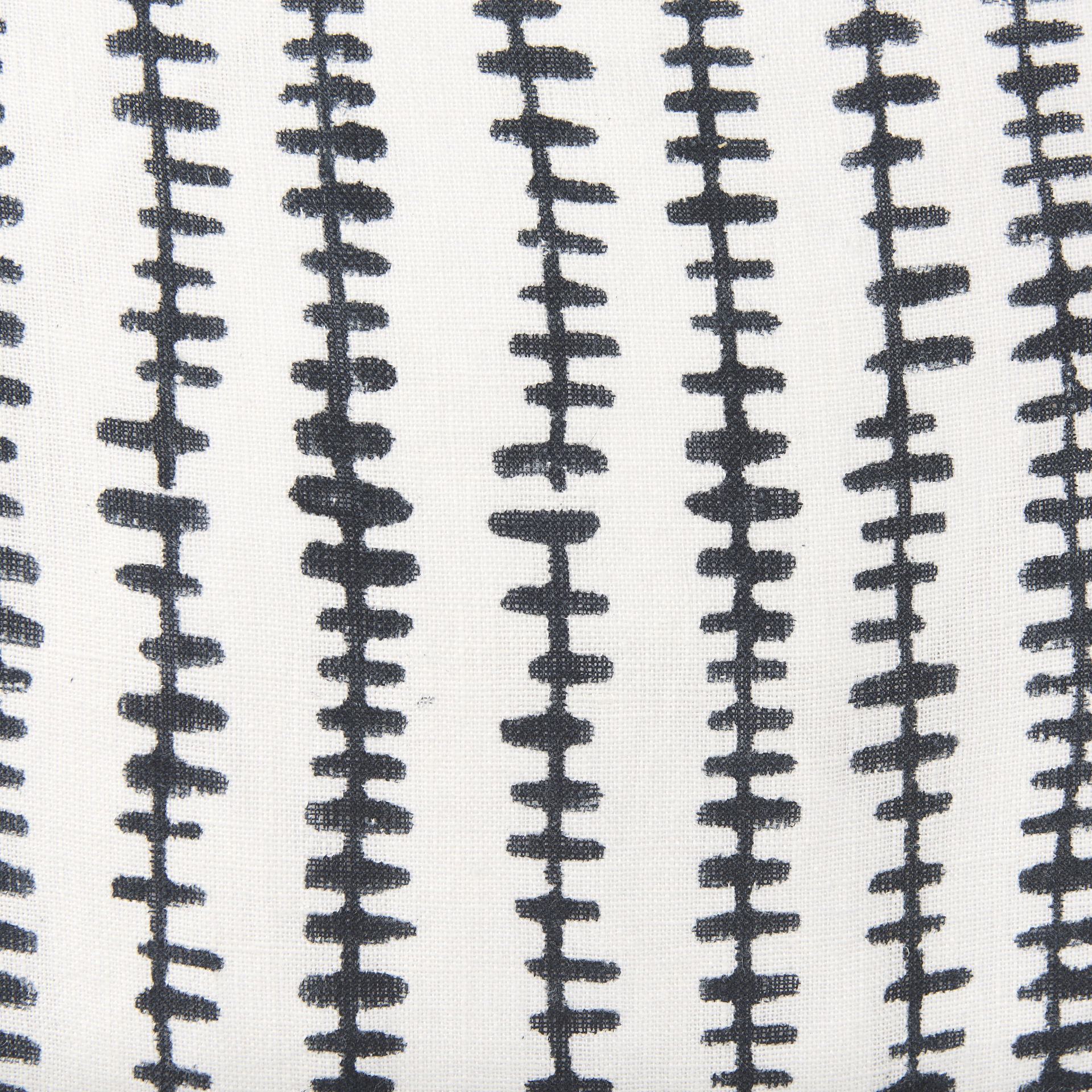 Jenna Cream with Black Print Linen Square Decorative Pillow Cover large image 