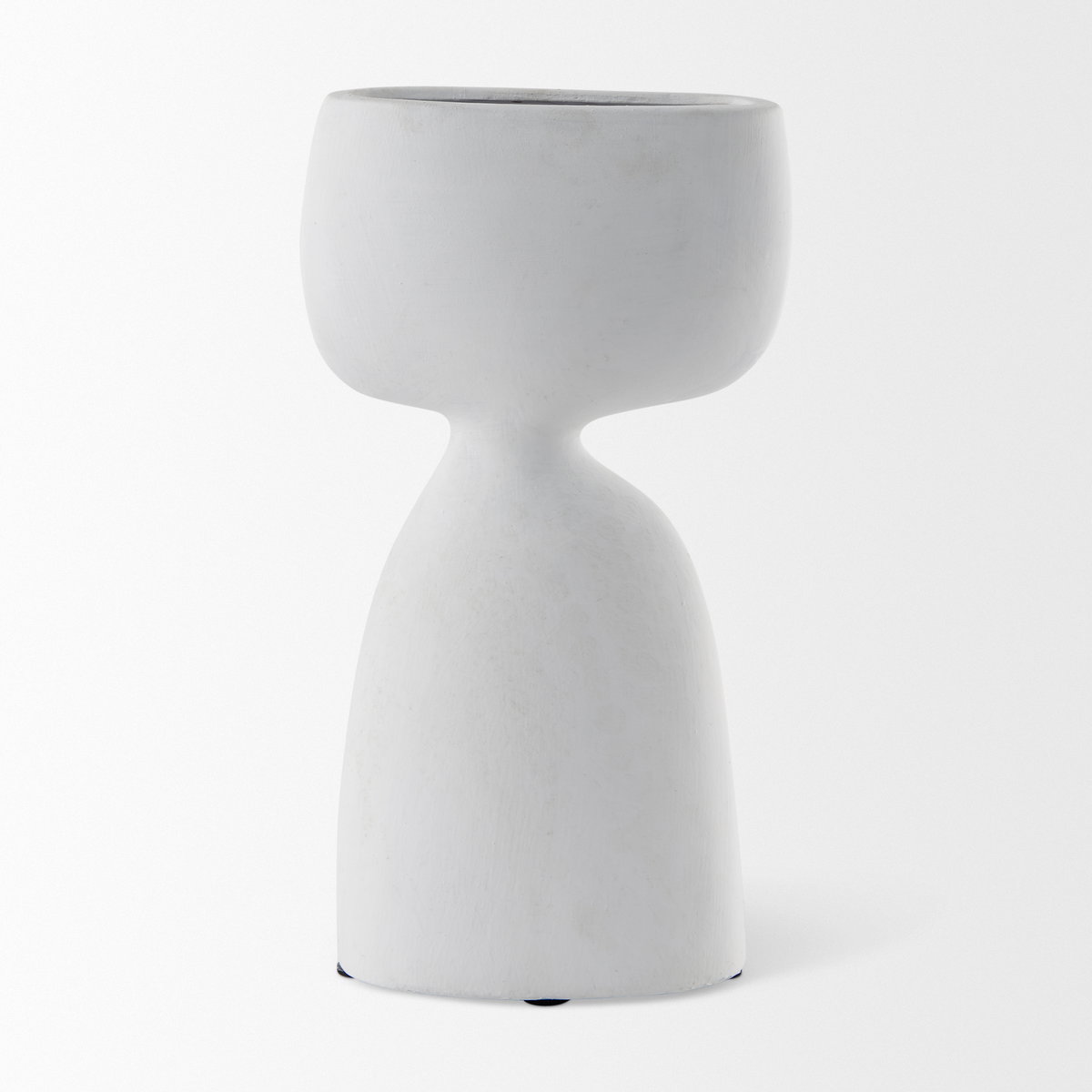 Tatum 11.6H Sculptural White Ceramic Vase, by Mercana, 5.91" length x 2.17" width x 11.61" height View 3