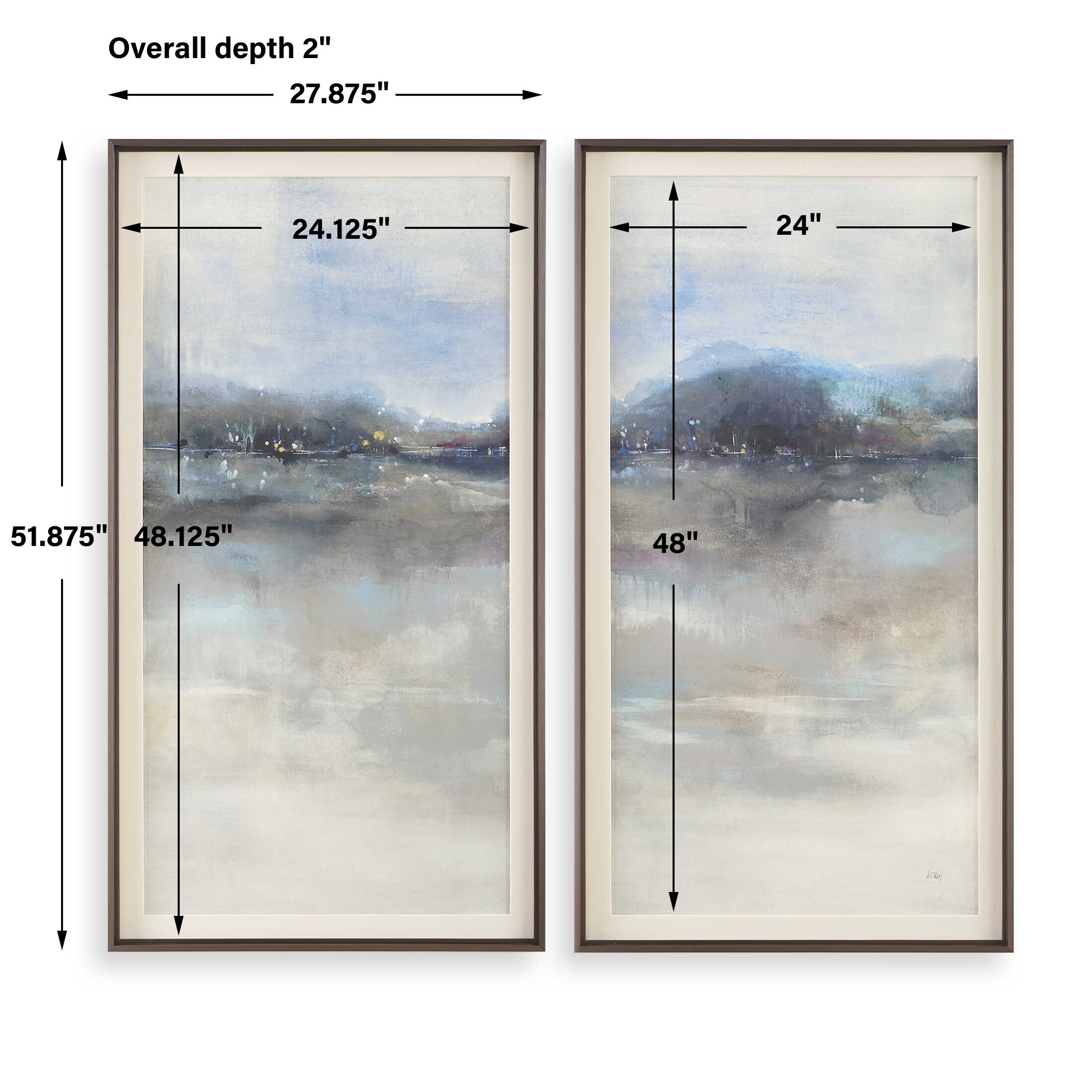 Thinking Of You Landscape Prints Set/2, Painting by Uttermost, 27.87" width x 51.87" height x 2" depth View 5