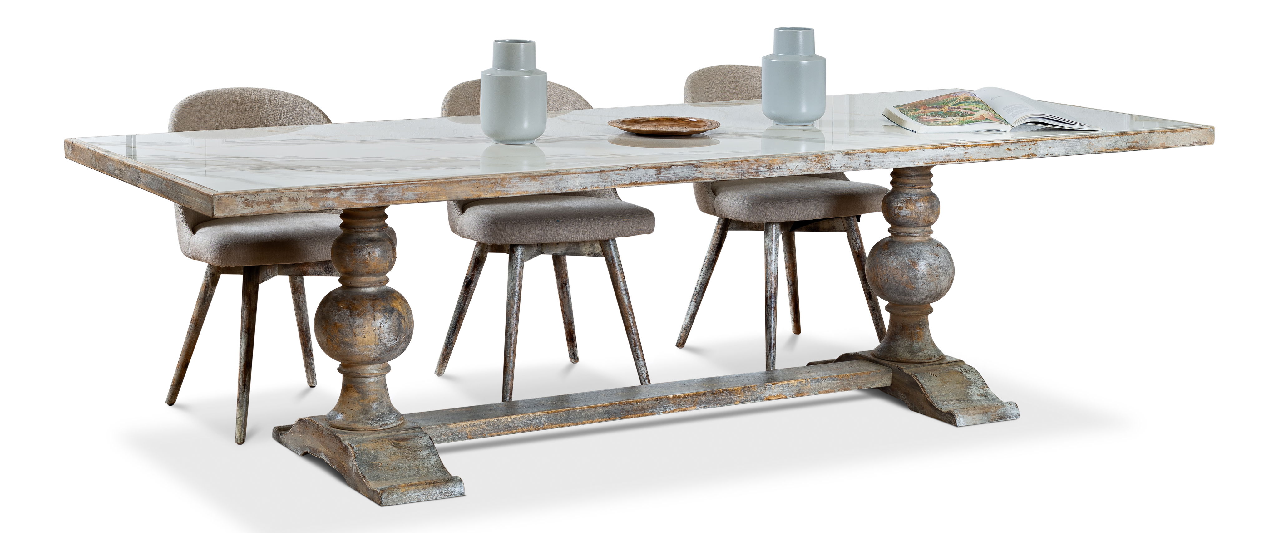 Small 81' Dining Table, As Shown, by Sarreid, 81" length x 40" width x 30" height View 13