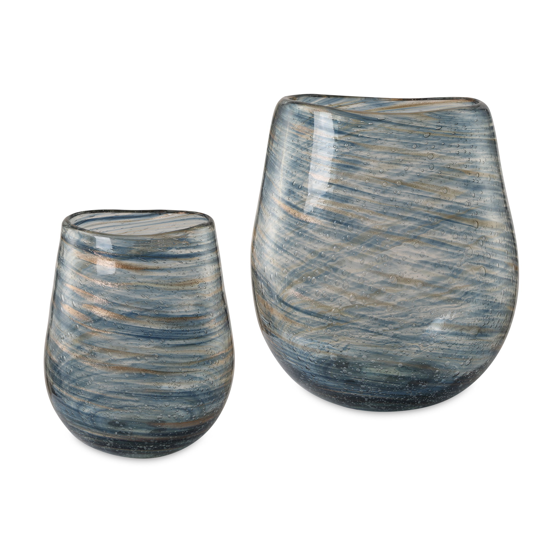 Aurora Swirl Glass Vases, S/2 large image 