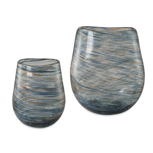 Aurora Swirl Glass Vases, S/2