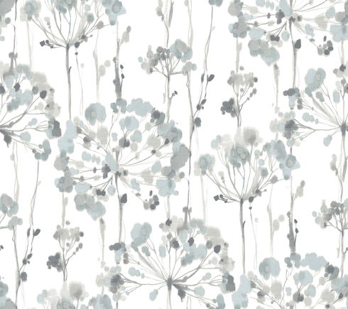 Flourish Sheer Blue & Grey Peel & Stick Wallpaper