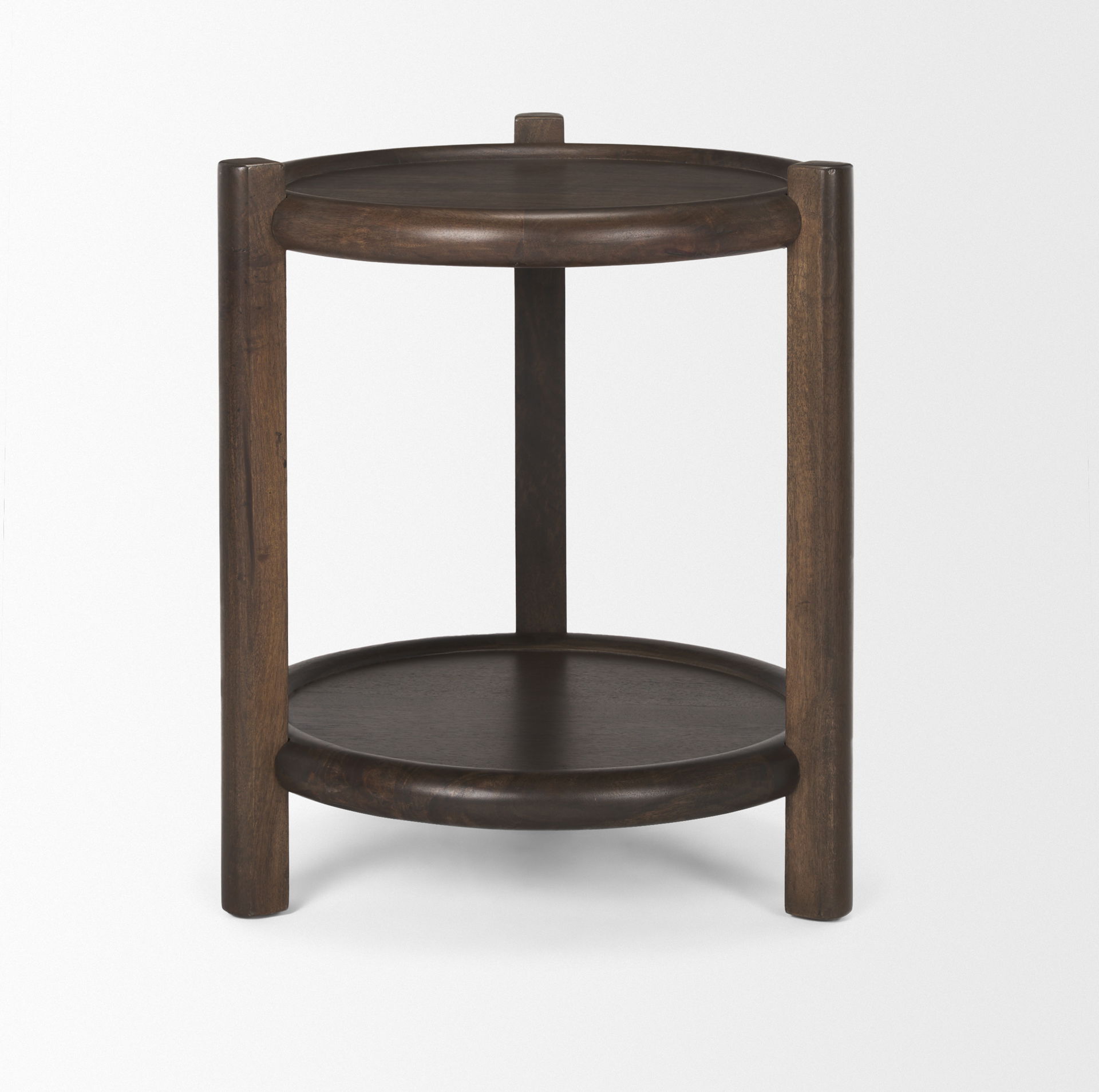 Romi Dark Brown Wood with Bottom Shelf Round Accent Table large image 