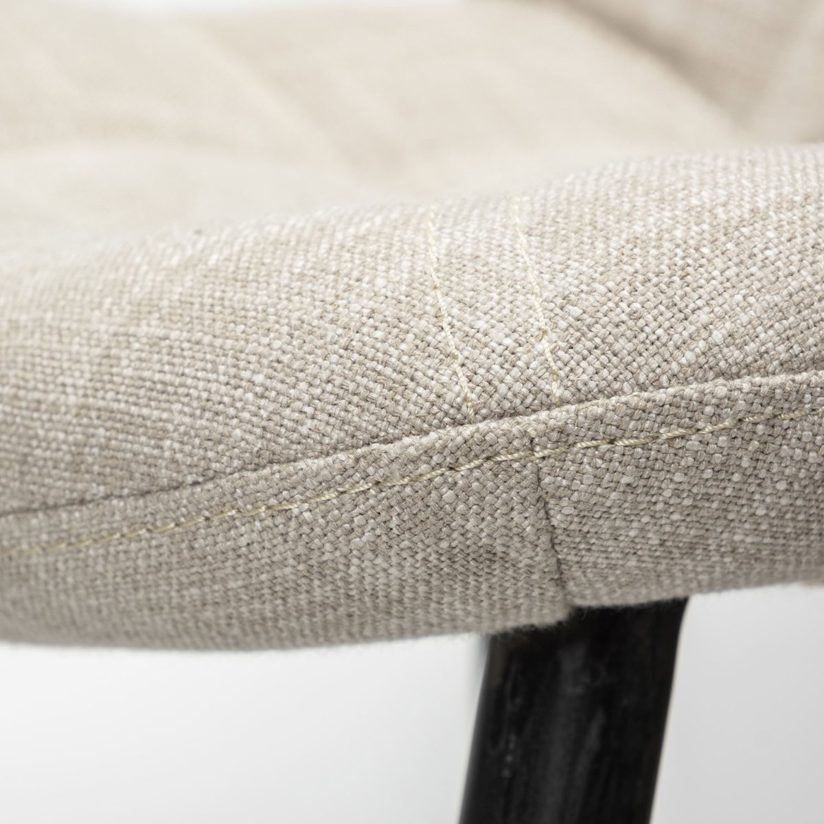Barrow Solid Back Dining Side Chair | Beige Fabric with Black Metal, Dining Chair by Mercana, 19.75" length x 24" width x 34" height View 11