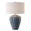 Moher Glossy Blue Table Lamp, by Uttermost, 18" width x 26" height x 18" depth thumbnail 1