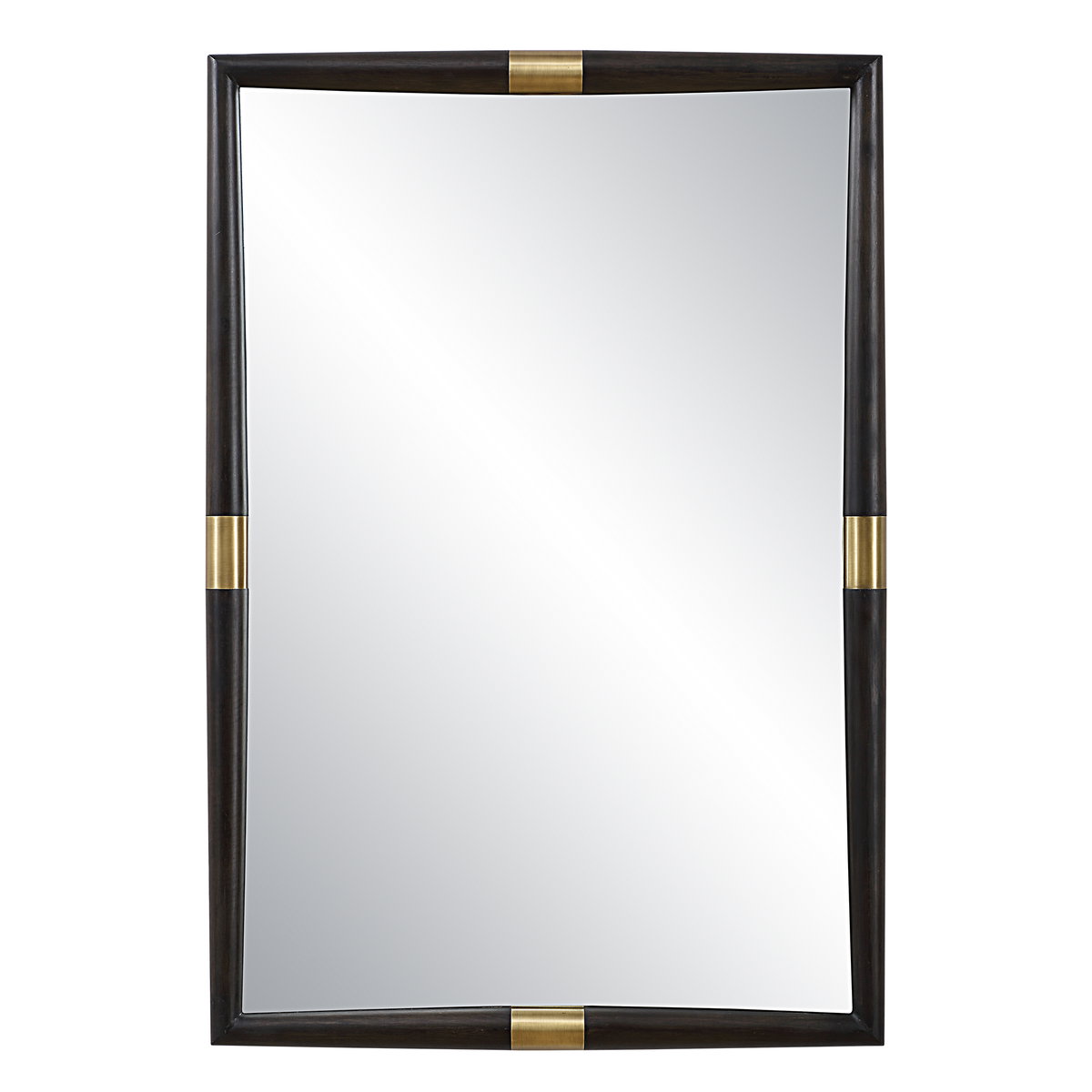 Larkin Dark Wood & Brass Mirror, by Uttermost, 29.75" width x 43.5" height x 2" depth View 1