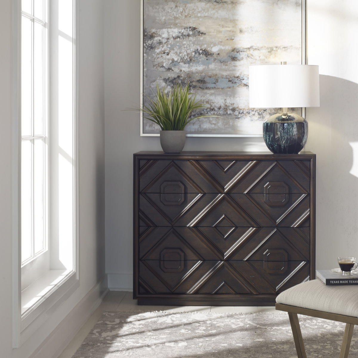 Mindra Drawer Chest, Cabinets & Chest by Uttermost, 43" width x 36" height x 18" depth View 2