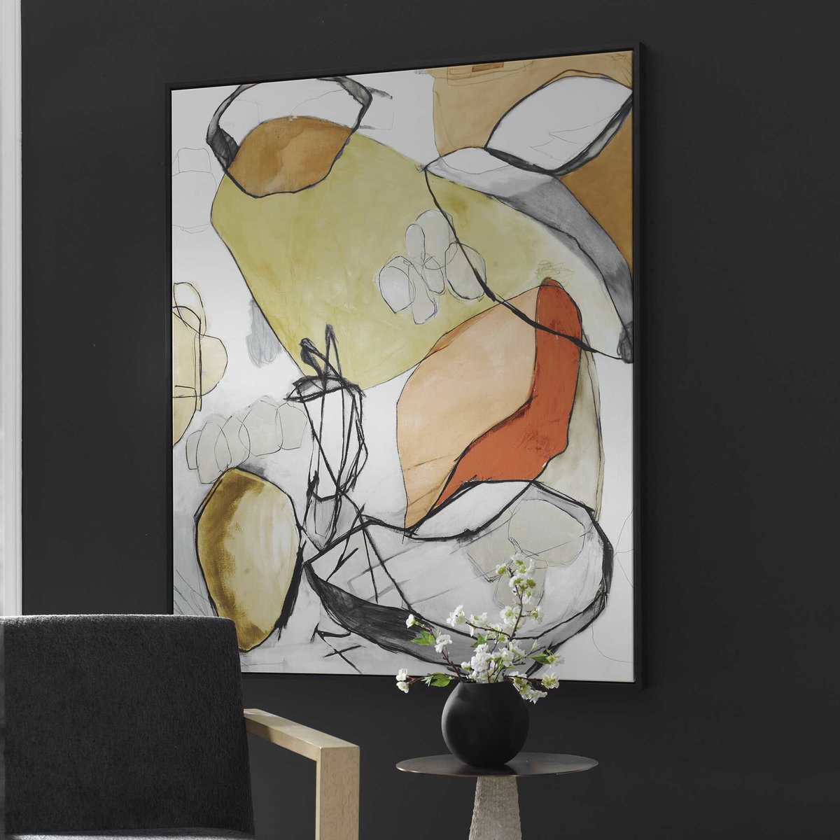 Charcoal Improvision Framed Abstract Art, by Uttermost, 49.5" width x 59.5" height x 2" depth View 3