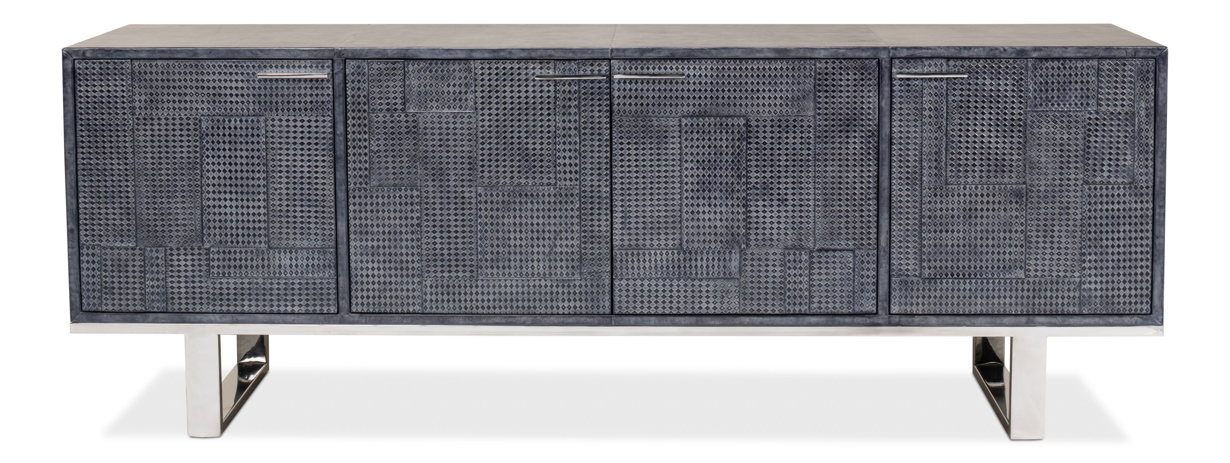 *Bronzini Credenza, Embossed Blue/Grey, Cabinets & Sideboard by Sarreid, 94" length x 20" width x 34" height View 2