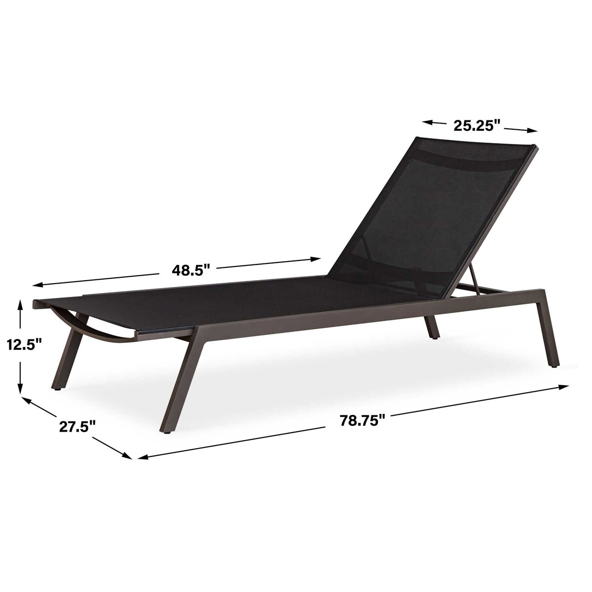 Bea Outdoor Pool Chaise, Outdoor Chaise Lounge by Uttermost, 6'6.75" width x 1'0.5" height x 2'3.5" depth View 3