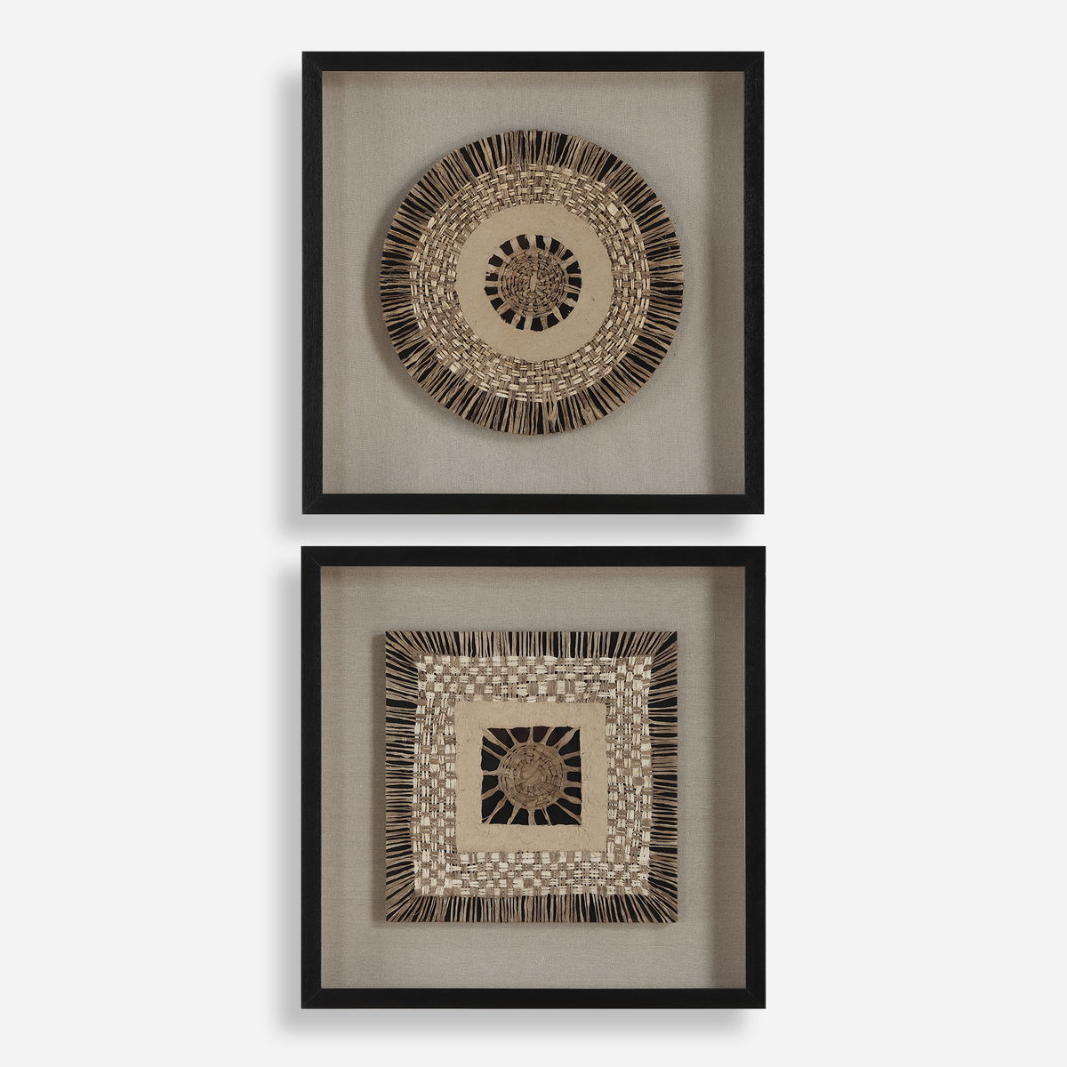 Intertwine Knit Paper Shadow Box Set/2, Art by Uttermost, 23.62" width x 23.62" height x 2" depth View 1