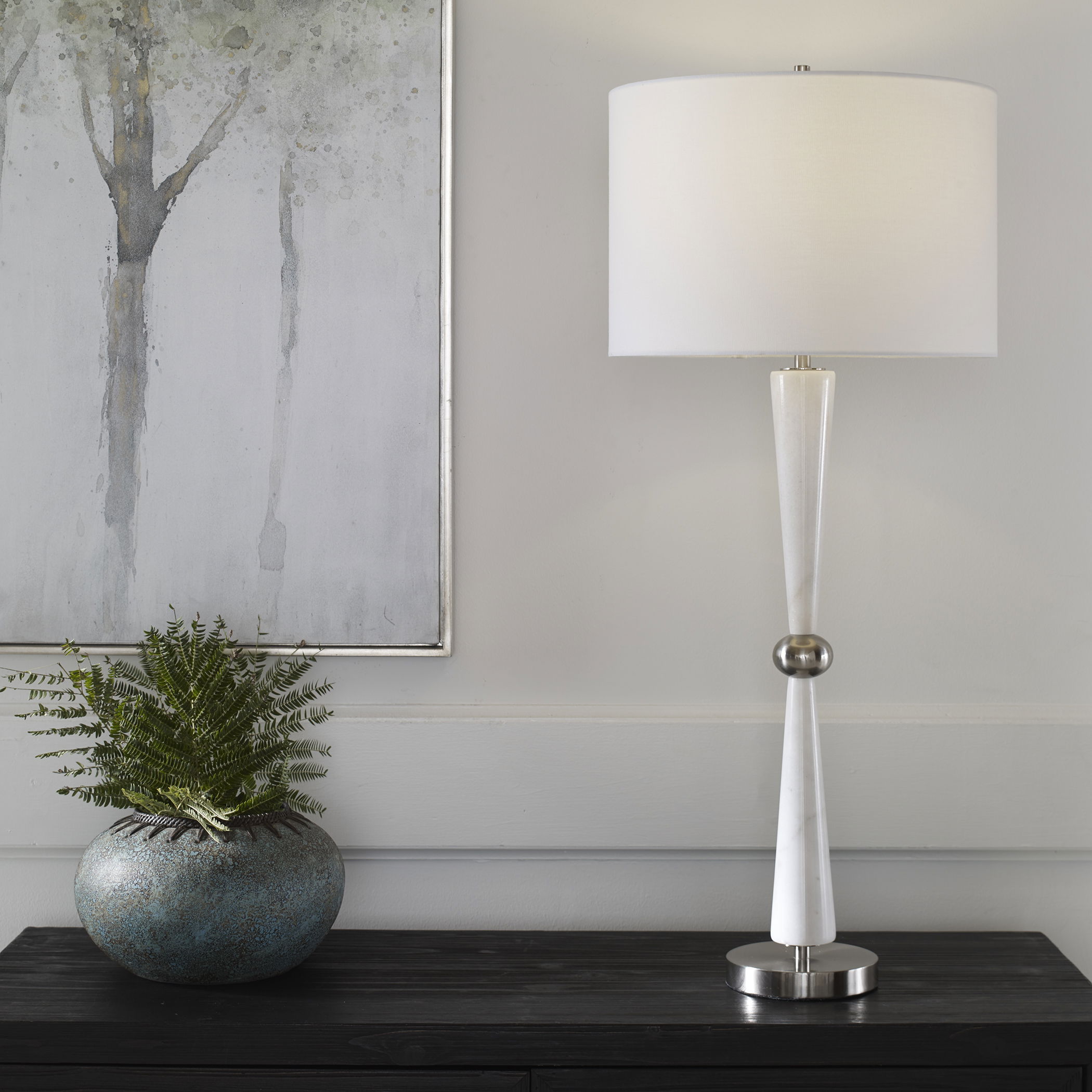 Hourglass White Table Lamp large image 