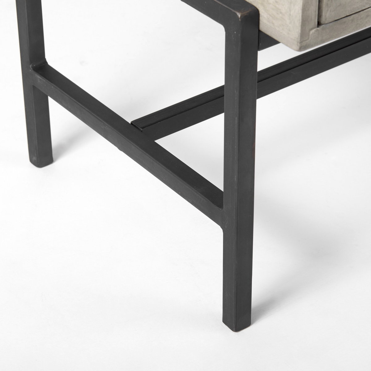 Arelius 36L x 18W x 32H Gray Wood, Black Metal Base with 2 Glass Doors Accent Cabinet, Cabinets & Chest by Mercana, 36" length x 22" width x 27" height View 11