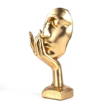 Online Designer Living Room Thinker Statue For Home Decor-Gold Sculptures Decorative - 11.8" H Covering The Eyes Figurine For Office Table Desktop Bookshelf