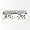 Ayla 55L x 17.6W x 18H Dark Gray Fabric Seat with Dark Nickel Metal Frame Bench thumbnail 3