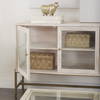 Arelius 36L x 18W x 32H White Wood, Gold Metal Base with 2 Glass Doors Accent Cabinet, Cabinets & Chest by Mercana, 36" length x 18.75" width x 32" height thumbnail 2