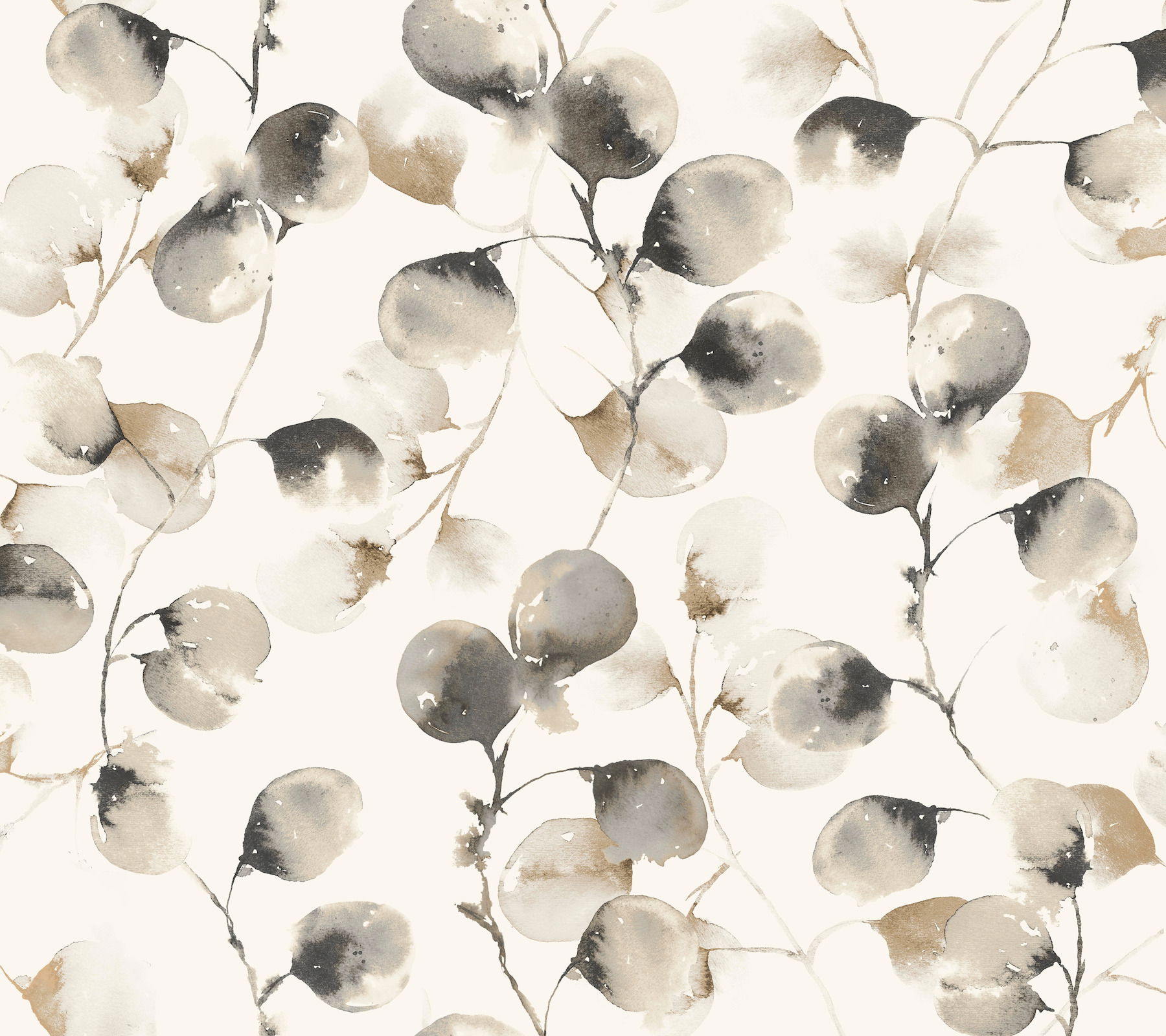 Eucalyptus Trail Black & Caramel Wallpaper large image 