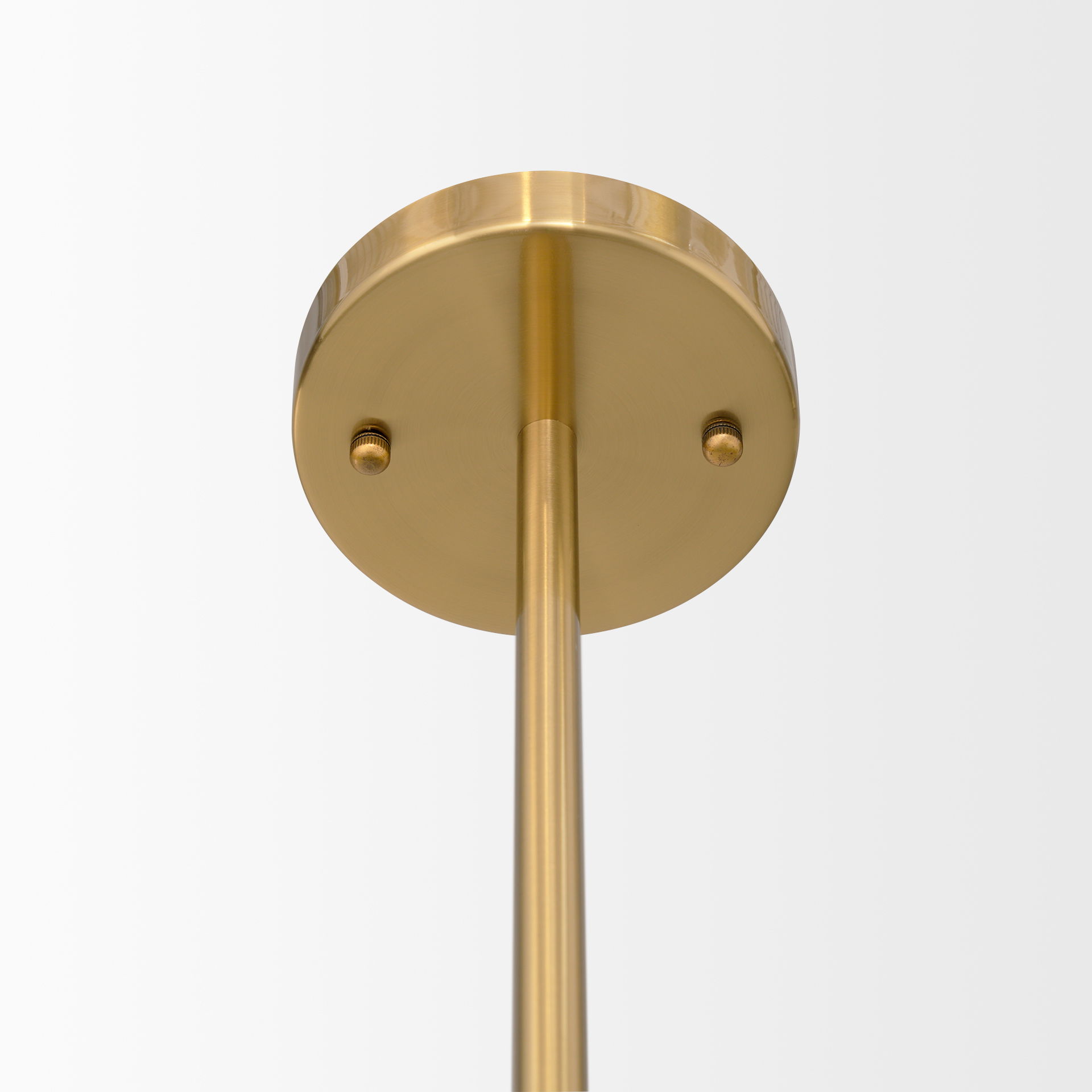 Cybill Brushed Brass with White Metal Shades 2-Light Chandelier, by Mercana, 41.73" length x 9.45" width x 9.75" height View 7