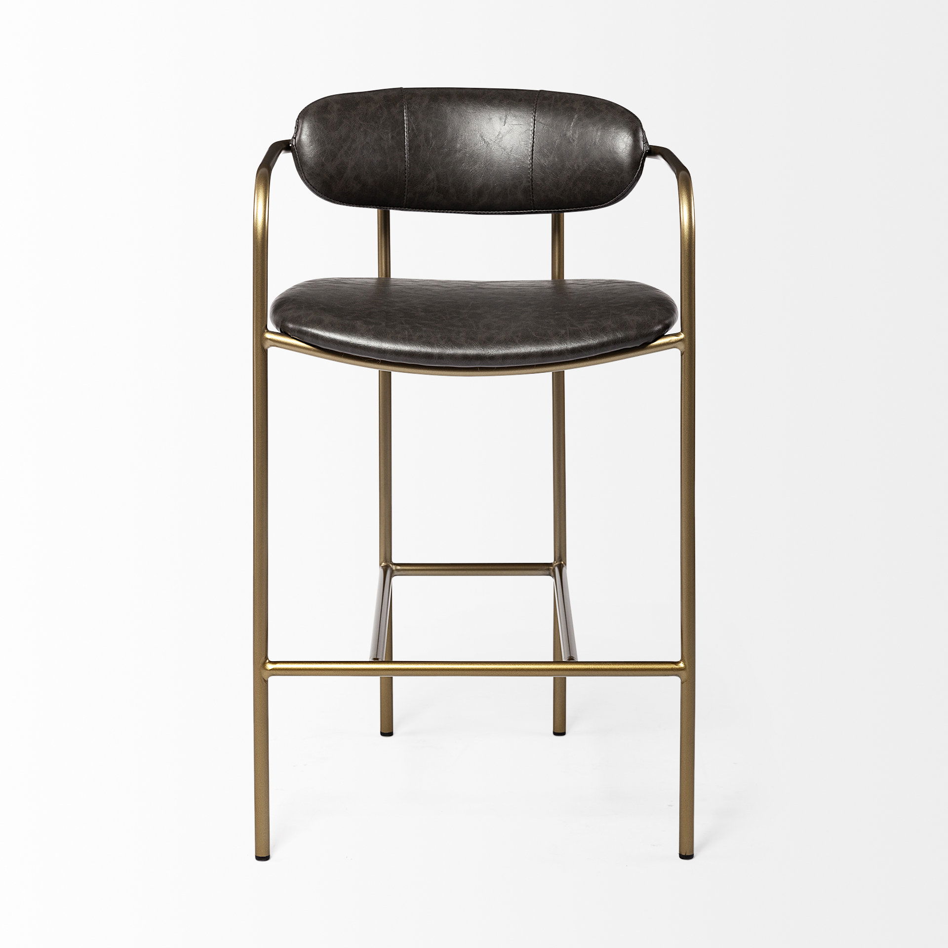 Parker Brown Faux Leather Seat Gold Metal Counter Stool large image 