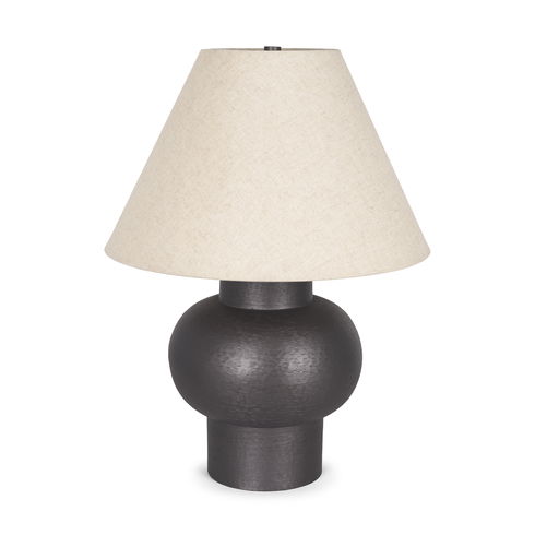 Salaah Black Brushed Metal with Beige Shade Table Lamp