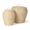 Kalopa Set of 2 Seagrass Floor Baskets with Flat Handled Lid, Bins & Basket by Mercana, 13" length x 13" width x 15.7" height thumbnail 1