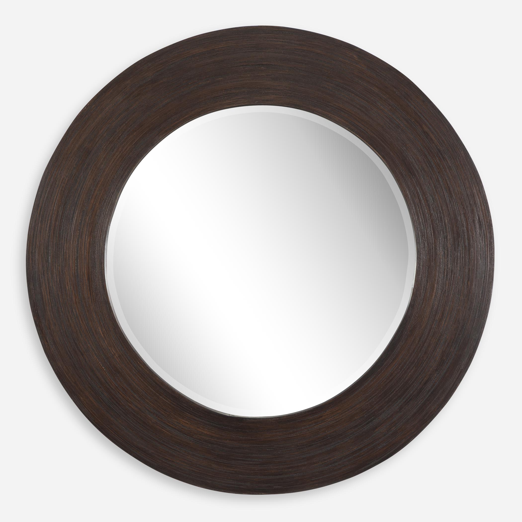 Dutton Dark Walnut Round Mirror large image 